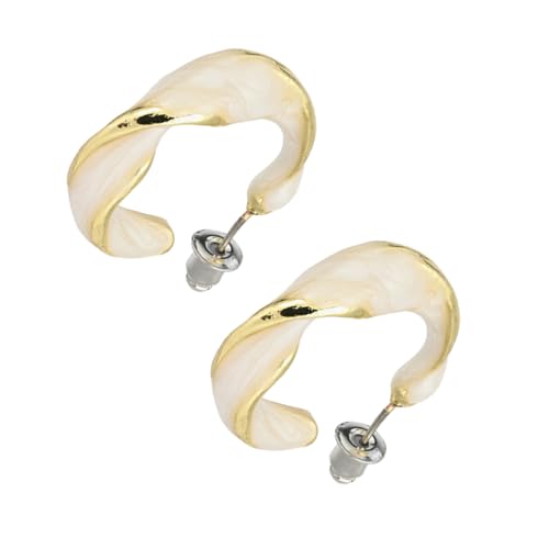 Garneck C Förmige Creolen Ohrringe Gedrehte Spirale Modisch Leicht Ohranhänger für Damen Vielseitig Kombinierbar Perfektes für Freundin und Familie von Garneck