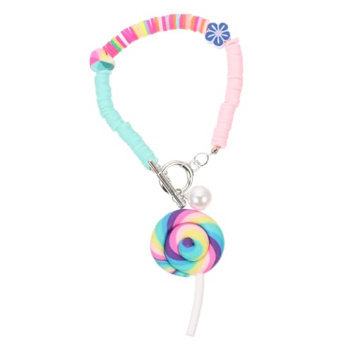 Garneck Candy anhänger Armband aus Polymer Clay Buntes Handgefertigtes Sommerarmband für Mädchen Leichtes Hautfreundliches Beach Bracelet mit Süßem Lollipop design Modisches von Garneck