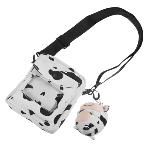 Garneck Canvas Messenger Bag mit Niedlichem Kuhmuster Leichte Crossbody Umhängetasche für Damen und Studenten Modische Schultertasche für Schule Freizeit Reisen und Alltag Weiß mit von Garneck