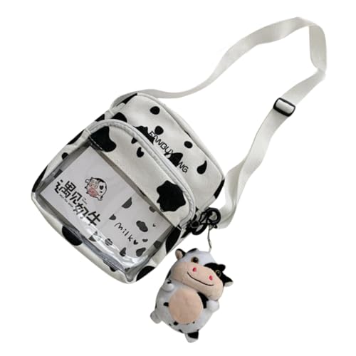 Garneck Canvas Umhängetasche Damen Kuhmuster Lässige Schultertasche aus Weichem Canvas mit Verstärkten Trägern Große Freizeit Tasche für Schule Reisen Einkaufen Alltag von Garneck