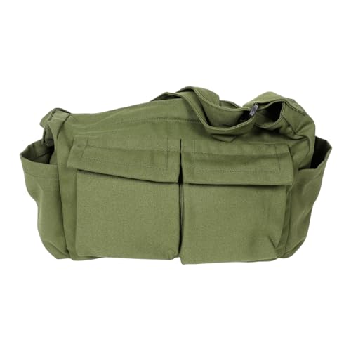 Garneck Canvas Umhängetasche für Schule und Freizeit Vintage Grün Große Kapazität für Männer und Frauen Satchel für Bücher und Schreibwaren von Garneck