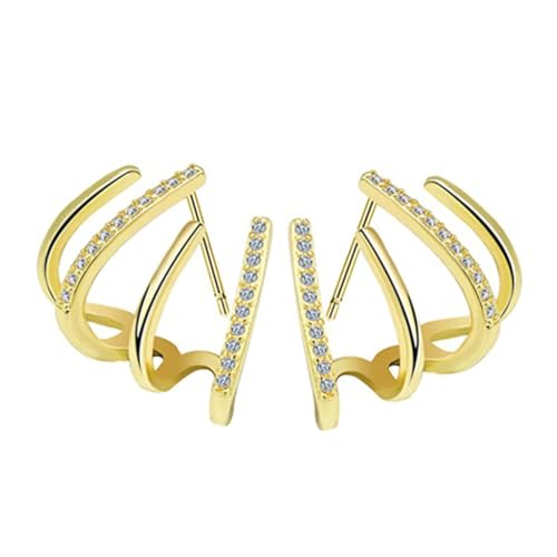 Garneck Chic Goldfarbene Claw Shaped Ohrstecker mit Zirkonia Damen Ohrschmuck Modisch für Alltag und Besondere Anlässe Geschenkidee für Frauen und Mädchen von Garneck