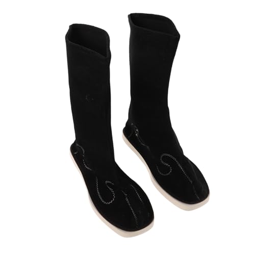 Garneck Chinesische Hanfu Stiefel für Herren Antirutsch Performance Schuhe mit Besticktem Design Traditionelle Martial Arts Boots für Tai Chi Cosplay und Bühnenauftritte Schwarz von Garneck