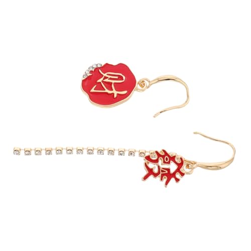 Garneck Chinesische Ohrhänger Rotes Glücksbringer Design Festliche Ohrringe für Damen Neujahrs Symbol Wohlstand und Gute Handgefertigt Ohrornamente von Garneck