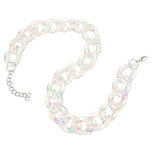 Garneck Chunky Kette Damen Halskette Harz Verstellbare Gliederkette für Punk Modisches Statement Schmuck für Frauen Teens von Garneck