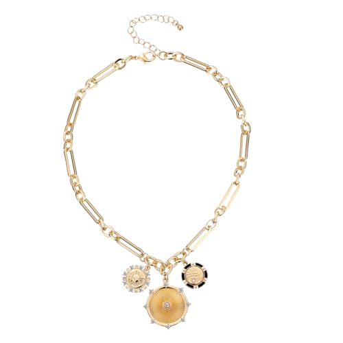 Garneck Chunky Sun Anhänger Halskette für Damen Elegantes Charm Design Kupfer Langlebig und Ästhetisch für Modebewusste Frauen und Mädchen von Garneck