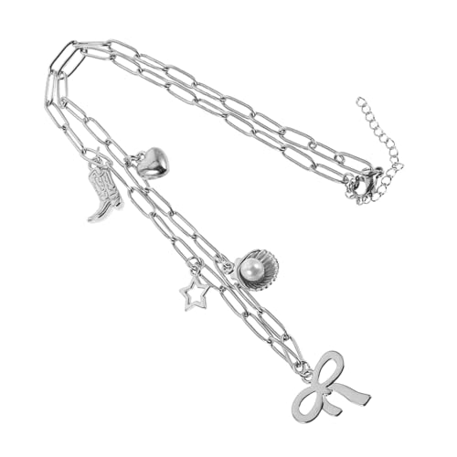 Garneck Cowgirl Choker Halskette mit Schleifenanhänger und Cowboy-stiefel Western Schmuck Damen Festival Geschenk Vielseitig mit Perle Muschel Herz Stern Akzenten von Garneck