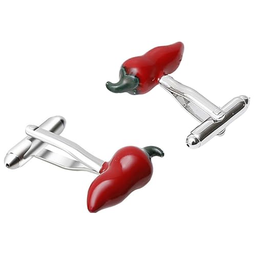Garneck Creative Unisex Manschettenknöpfe aus Kupfer Modische Hemdsärmel nägel mit Rotem Chili design Langlebig und Praktisch für Business Hochzeit und Besondere Anlässe von Garneck