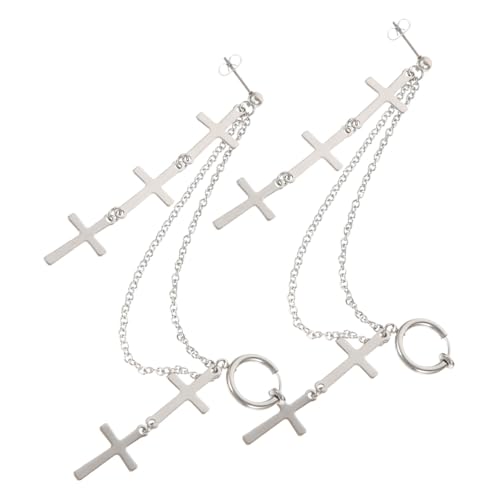 Garneck Cross Ohrringe für Herren Ketten Tassel Ohrschmuck Verstellbar als Ohrstecker und Ohrclip Langlebiges Legierungsmaterial für Partys Hochzeiten Club und Alltag von Garneck
