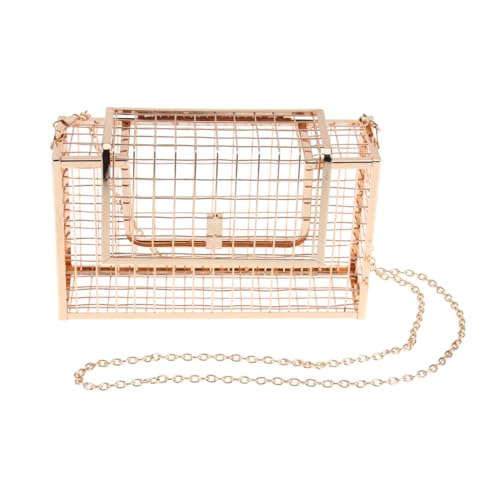 Garneck Metall Clutch Für Frauen Abendtasche Korb Hohlbox Mit Kette Kleine Schultertasche Platz Für Schlüssel Geldbörse Lippenstift Sonnenbrille Und Smartphone Modernes Design von Garneck