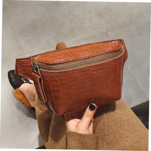 Garneck Damen Bauchtasche Krokodilmuster Braun Leichte Vielseitige Hüfttasche mit Reißverschluss Kleine Umhängetasche mit Großem Fassungsvermögen für Alltag Sport Reisen von Garneck