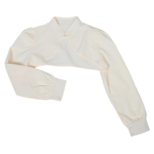 Garneck Damen Bolero Jacke in Weiß Atmungsaktive Verstellbare Abnehmbare Halskragen mit Spitze und Stickerei Vielseitige Kurzjacke für Freizeit und Festliche Anlässe von Garneck