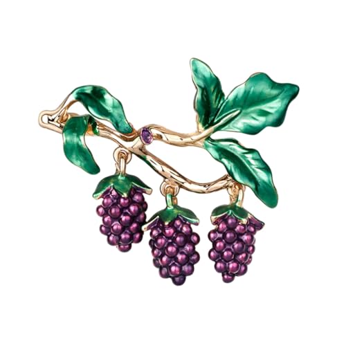 Garneck Damen Brosche Obst Trauben Design aus Legiertem mit Funkelnden Strasssteinen Modisches Schmuckaccessoire für Hochzeit Party und Alltag Geschenkidee für Frauen und Mädchen von Garneck