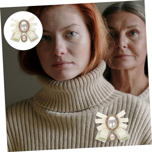 Garneck Perlen Brosche Für Damen Damenkrawatte Kragenkrawatte Mit Schleife Und Strass Taillenbrosche Für Kleider Krawatten Für Damen Broschennadel Für Sicheren Halt von Garneck