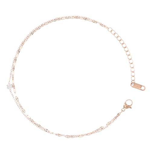Garneck Damen Fußkettchen Herz Design aus Titanstahl Verstellbare Doppelte Kette Zarter Fußschmuck für Strand und Alltag Langlebiges Accessoire für Frauen und Mädchen von Garneck