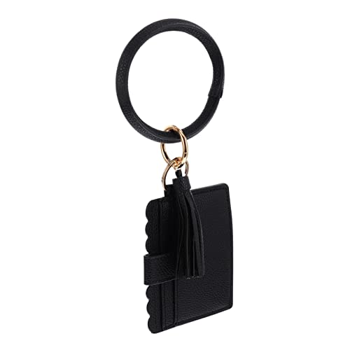 Garneck Damen Geldbörse Leopardmuster PU Kunstleder mit Quaste und Armband Clutch Portemonnaie für Karten Münzen Handgelenktasche Schwarz Modisch und Langlebig als Geschenk von Garneck