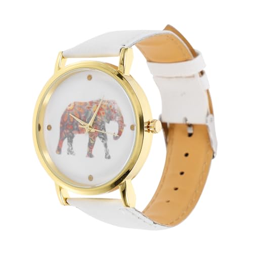 Garneck Damen Herren Armbanduhr Elegant Lederband Quarzuhr Unisex Freizeit Business Uhr Weiß Modisch Komfortabel Skinfreundlich von Garneck