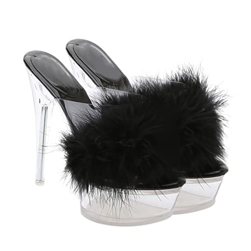 Garneck Damen High Heel Slippers Transparent Dünn Absatz Sandalen Sommer Schuhe für Frauen Geschenkidee von Garneck