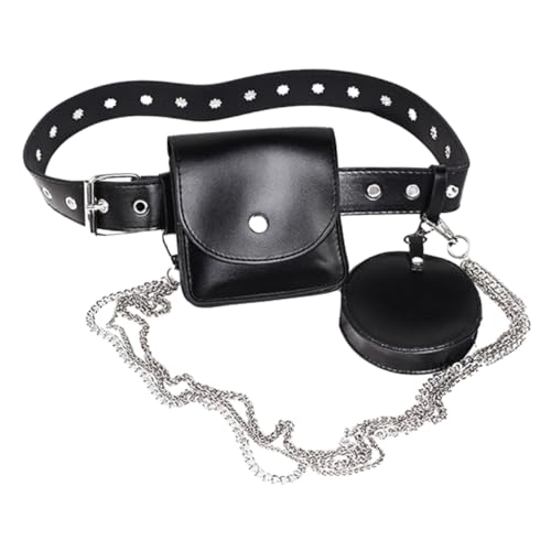 Garneck Damen Hüfttasche mit Abnehmbarer Metallkette Kleine PU Gürteltasche im Hip Hop Stil Bauchtasche für Alltag und Party Vielseitige Umhängetasche für Frauen und Mädchen von Garneck