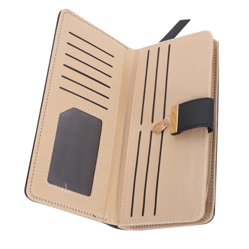 Garneck Damen Langes Lederportemonnaie mit Reißverschluss Modische Clutch mit Hohlblatt Design Schlankes Leichtes Zipper Wallet für Alltag Party und Besondere Anlässe Schwarz von Garneck
