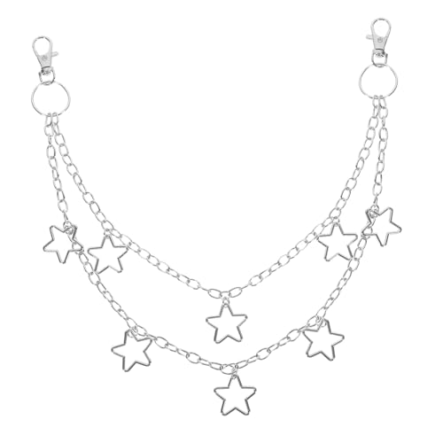 Garneck Doppellagige Hosenkette mit Sternmotiv Legierung Dekorative Gürtelkette für Damen und Herren für Jeans und Handtaschen Robuste Hosendekoration für Einen Einzigartigen Stil von Garneck