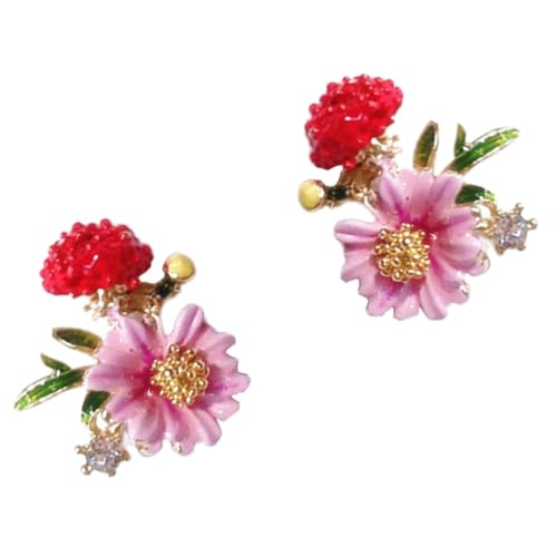 Garneck Damen Ohrstecker Blumenohrringe aus Robustem Legierungs Material Zarte Pastellfarbene Blüten Allergiefreundlich und Langlebig Vielseitig Kombinierbar für Looks von Garneck