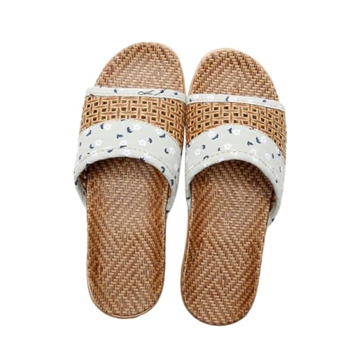 Garneck Damen Open Toed Slippers mit Dickem Rutschfestem Sohlenboden Atmungsaktive Bedruckte Hausschuhe für Sommer Grün Modische Flache Sandalen für Innen und Außen von Garneck