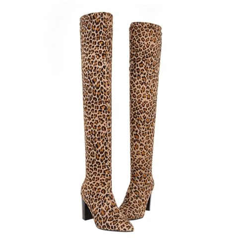 Garneck Damen Overknee Stiefel mit Blockabsatz Kniehohe Long Boots aus PU mit Rutschfester Gummisohle Modische Herbst Winter Stiefel für Stilvolle Damen Einfaches An Ausziehen Langlebig von Garneck