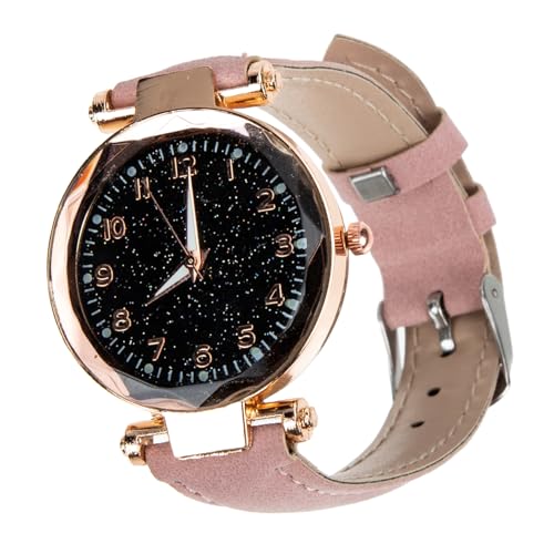 Garneck Damen Quarzuhr mit Verstellbarem Mattiertem Lederarmband Dekorative Kratzfeste Armbanduhr in Rosa Modisches Accessoire für Alltag Party und Schule Komfortabel und Praktisch von Garneck
