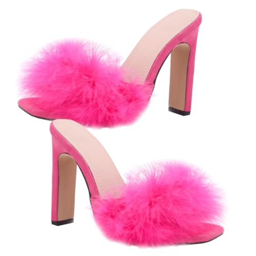 Garneck Damen Sandaletten mit Stabilem Absatz Rutschfeste High Heels aus Atmungsaktivem Material Modische Sommer Schuhe für Partys und Alltag Komfortabel und Langlebig Rosa von Garneck