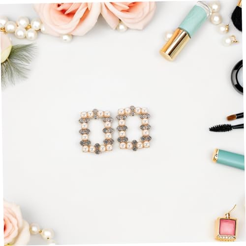 Garneck Damen Schuhclips mit Rechteckigen Funkelnden Strasssteinen und Künstlichen Perlen Schuhschließen aus Langlebiger Zinklegierung für Hochzeit Party Ball und Festliche Anlässe von Garneck