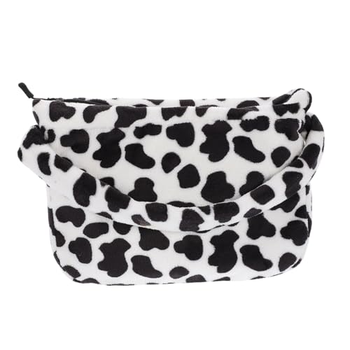 Garneck Damen Schultertasche mit Plüsch und Retro Fleckenmuster Leichte Mittelgroße Armpit Bag Handtasche mit Großer Kapazität und Warmem Weichem Design für Alltag und Freizeit von Garneck