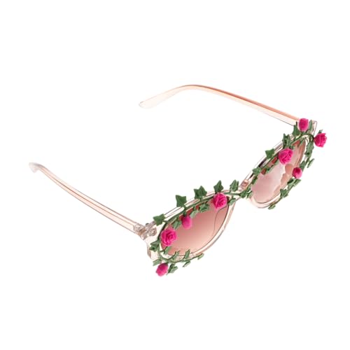 Garneck Damen Sonnenbrille Blumenmotiv Polycarbonat UV Schutz Party Brille Sommer Strand Poolmode Boho Daisy Sonnenbrille für Frauen von Garneck