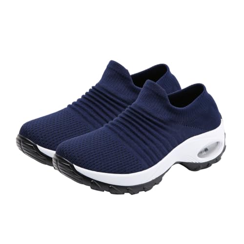 Garneck Damen Sportschuhe mit Atmungsaktivem Stoßdämpfende Luftpolster Modische Freizeitsneaker Sockenähnliches Design Leichte Bequeme Gym Schuhe für Damen mit Weiter Schnitt von Garneck