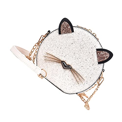 Garneck Damen Umhängetasche Cartoon Katze PU Material Tragbare Schultertasche Weiß Modisch Leicht als für Familie und Freunde von Garneck