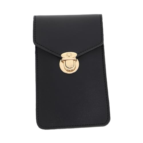 Garneck Damen Umhängetasche mit Touchscreen und Schnappverschluss Vielseitige Handytasche aus Kunstmaterial und Transparente Handy Münzgeldbörse mit Abnehmbarem Schultergurt Schwarz von Garneck