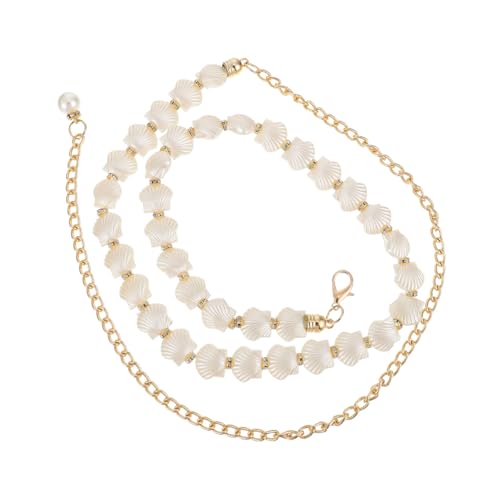 Garneck Damen Verstellbare Taillenkette mit Muschel perlen Modischer Gürtel für Kleider Leicht Anpassbar Geeignet für Party Hochzeit Shopping Weiß von Garneck