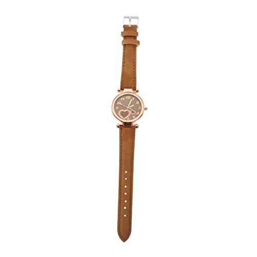 Garneck Damenuhr Quarzuhr mit Herz Design Verstellbares Armband Braun Freizeit Armbanduhr für Frauen Schlichtes Accessoire Passend zu Verschiedenen Outfits von Garneck