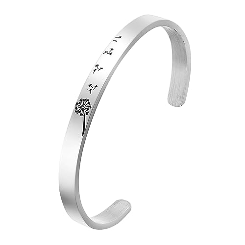 Garneck Dandelion Muster Armreif Titanstahl Offenes Handgelenk Band für Damen Eleganter Silberschmuck für Besondere Anlässe Leicht und Langlebig Garneck Dandelion Muster Armreif Titanstahl Offenes Handgelenk Band für Damen Eleganter Silberschmuck für Besondere Anlässe Leicht und Langlebig von Garneck