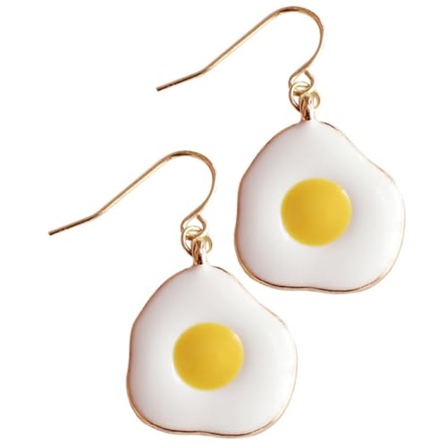 Garneck Dangle Ohrringe für Damen Fried Egg Design Leichte Hautfreundliche Ohrhänger mit Kreativem Spiegelei Modisches Accessoire Komfortabel und Vielseitig Kombinierbar von Garneck