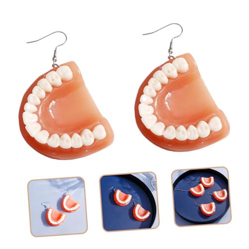 Garneck Dangle Teeth Ohrringe Damen Kreative Zahnmotiv Hängend Lustige Schmuck für Alltag Festival Strand Dating von Garneck