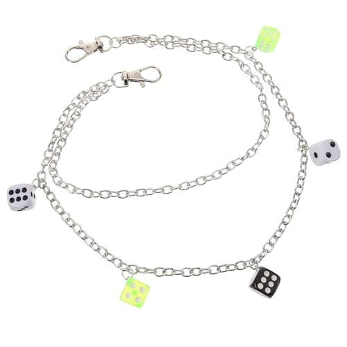 Garneck Dekorative Gürtelskette mit Würfelanhänger Verstellbare Hüftkette für Damen und Herren Modisches Accessoire für Hosen und Taschen von Garneck