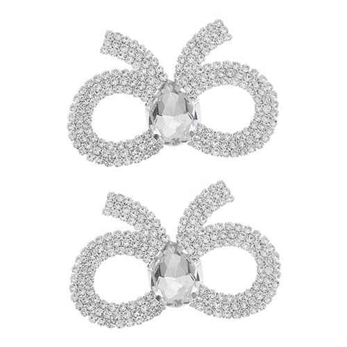 Garneck Dekorative Schuhclips für Damen Abnehmbare Schleifen Schuhe Clips mit Strass Elegantes Schuhzubehör für Hochzeiten und Partys von Garneck