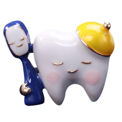 Garneck Dekorativer Zahn Broschen Pin für Kleidung und Rucksäcke Emaille Anstecknadel Gelb Modisches Accessoire für Damenjacken Pullover Hüte und Taschen Fördert Mundgesundheit und von Garneck