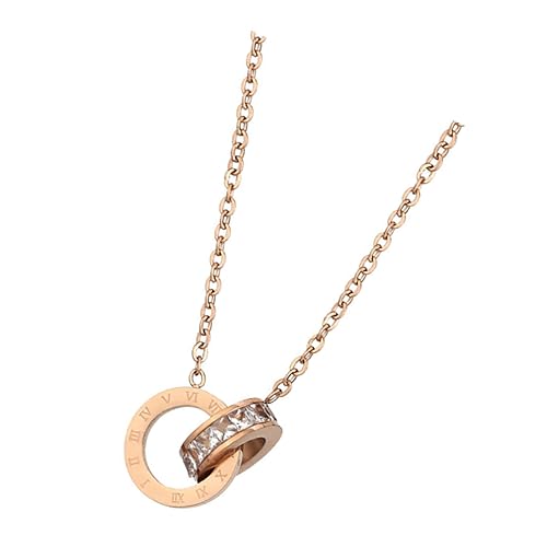 Garneck Doppelte Kreis Halskette mit Römischen Zahlen Anhänger Ästhetische Clavicle Chain Leichtes Design Eleganter Modeschmuck für Damen für Hochzeit und Geburtstag von Garneck