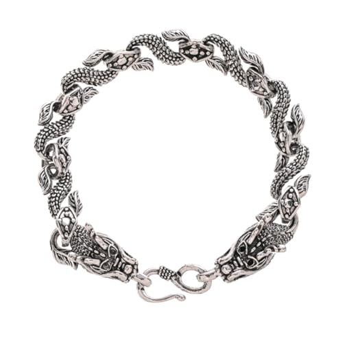 Garneck Doppelter Drachenkopf Armband für Herren Verstellbares Metall Schmuckstück Modisches Männerarmband Robustes Accessoire für Besondere Anlässe Hautfreundlich und Langlebig von Garneck