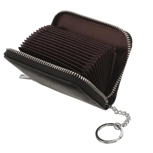 Garneck Echtes Kartenetui für Reisen Multifunktionale Geldbörse mit Reißverschluss Großer Kartenhalter für Kreditkarten und Tickets Elegantes Design Schwarz von Garneck