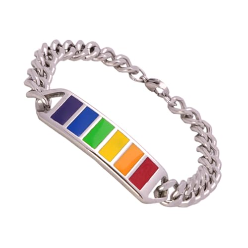 Garneck Edelstahl Armband Unisex Regenbogenfarben Einfaches Titanstahl Schmuckstück für Männer und Frauen Komfortabel und Langlebig Vielseitig Geeignet für Alltag Dating Shopping und von Garneck