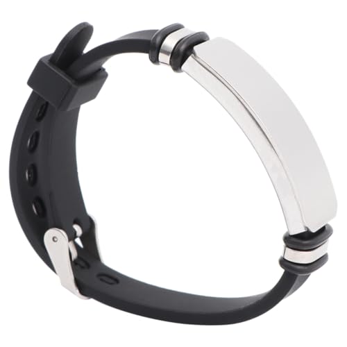 Garneck Edelstahl Armband mit Gebogener Karte Silikon Handseil Silberfarben Modisches Herren Schmuckaccessoire für Alltag Party und Reisen von Garneck