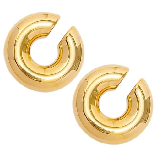 Garneck Edelstahl Clip Ohrclips für Damen Leichte Modische Ohrklemmen ohne Ohrloch Goldfarbene Hohle Statement Ohrschmuck für Frauen Komfortabel Vielseitig für Alltag und Besondere von Garneck